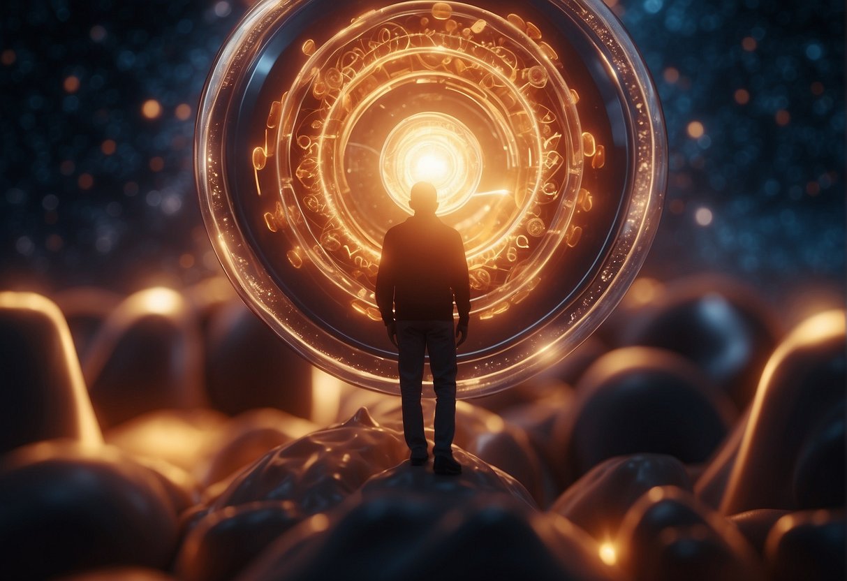 futuristic image of man stepping into the tech light