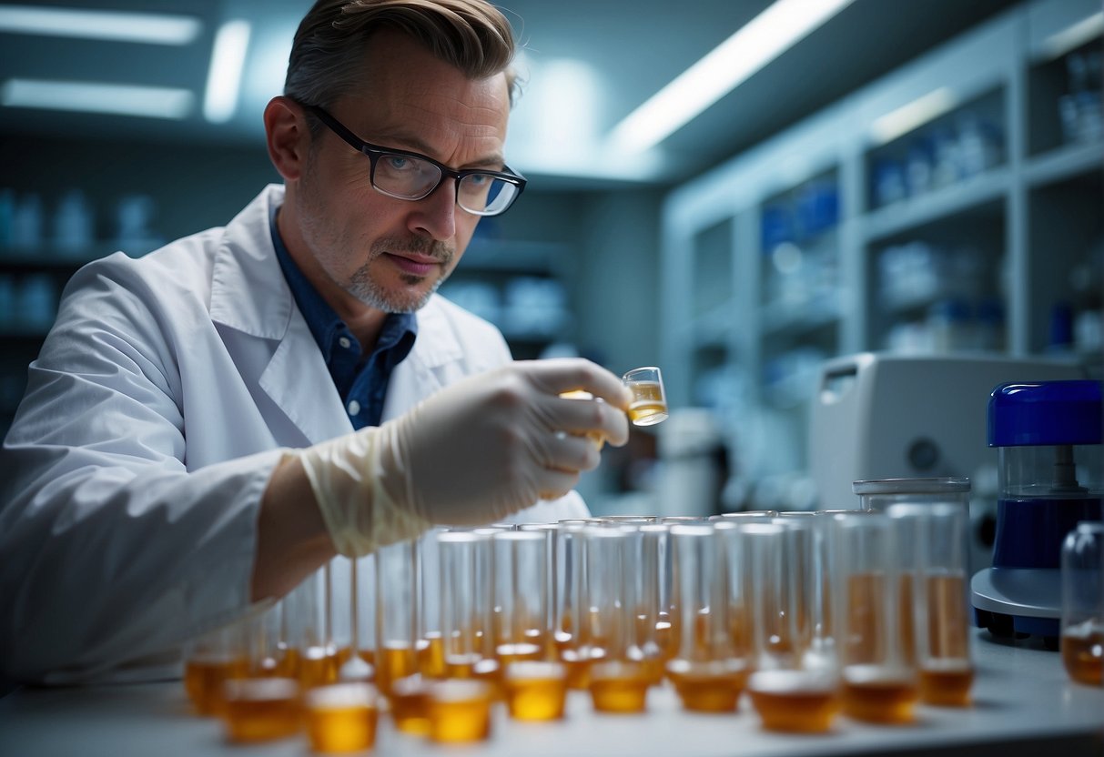 scientist inspecting lab sample